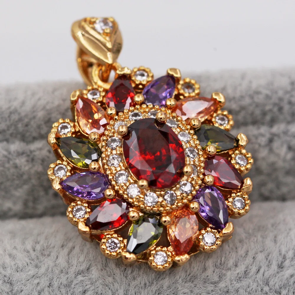 Богемный кулон для женщин позолоченная капля ожерелье с синим цирконием