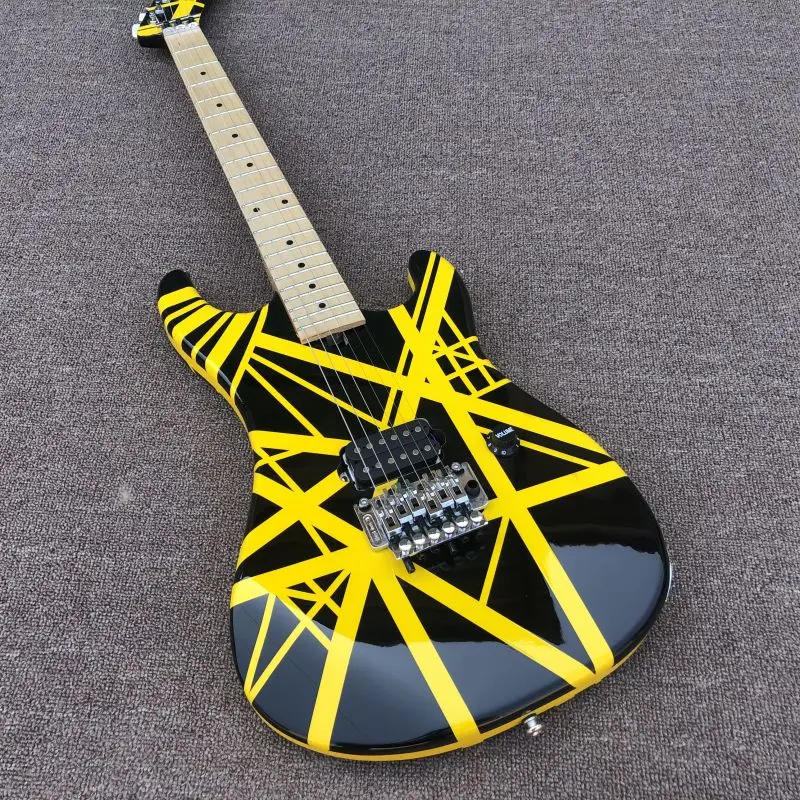 

Electric Guitar Solid Mahogany Body Maple Fingerboard Chrome Hardware Floyed Rose Bridge Stripe Serials Gloss Finish