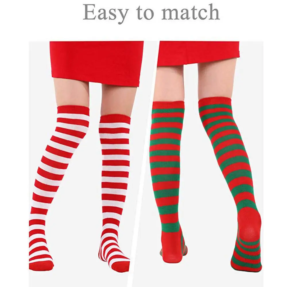 Модные полосатые длинные рождественские подарки сексуальные женские Аниме