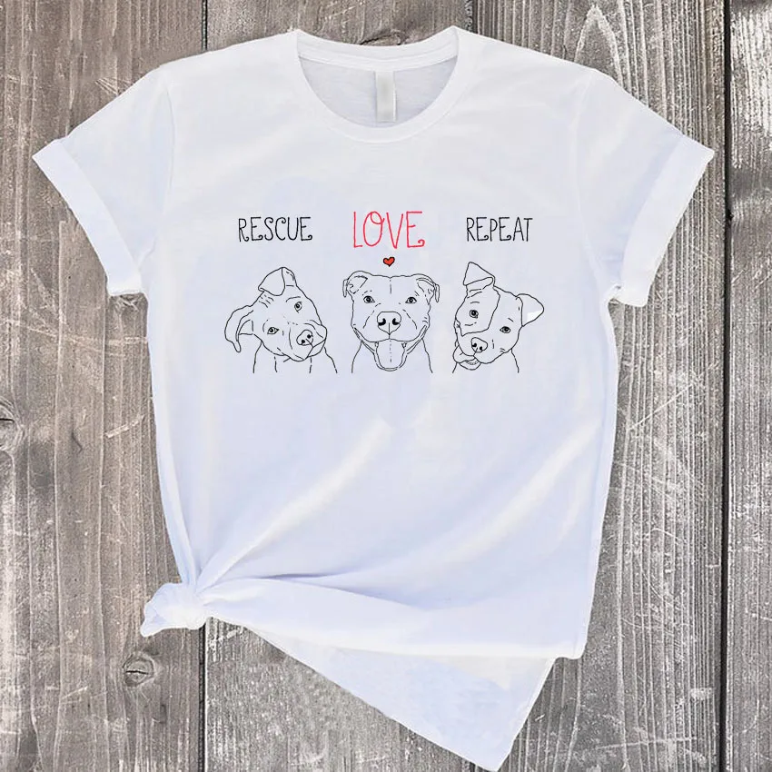 

Женская футболка с рисунком собаки спасательной любви Повтор Harajuku, забавная футболка с коротким рукавом, женская футболка в стиле ретро, Же...