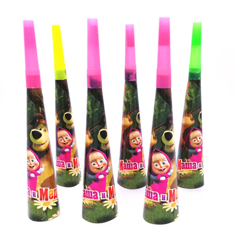 Оптовая продажа 6 шт. в комплекте рисунок Маши и медведя из мультфильма Рупорная