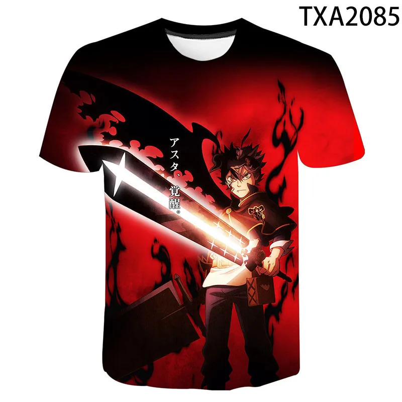 

2021 New Summer Black Clover 3D T-shirt Boys Girls Kids Fashion Casual Short Sleeve Men Ladies Kids Printed T-shirt Tops