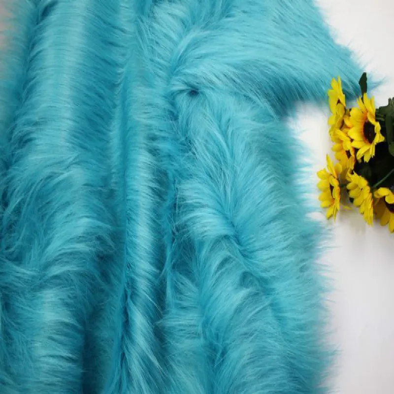 Плюшевая ткань 7 см с голубым мехом для фона стена мягкая сумка искусственная