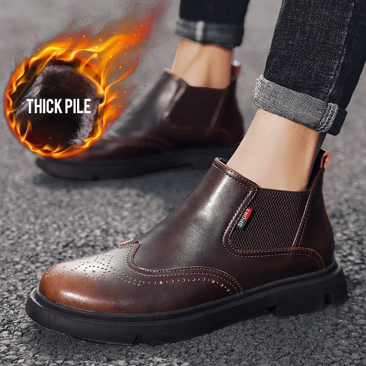 OSCO Men Boots Autumn Winter Ankle Fashion Footwear Lace Up Shoes Business Casual High Top | Обувь