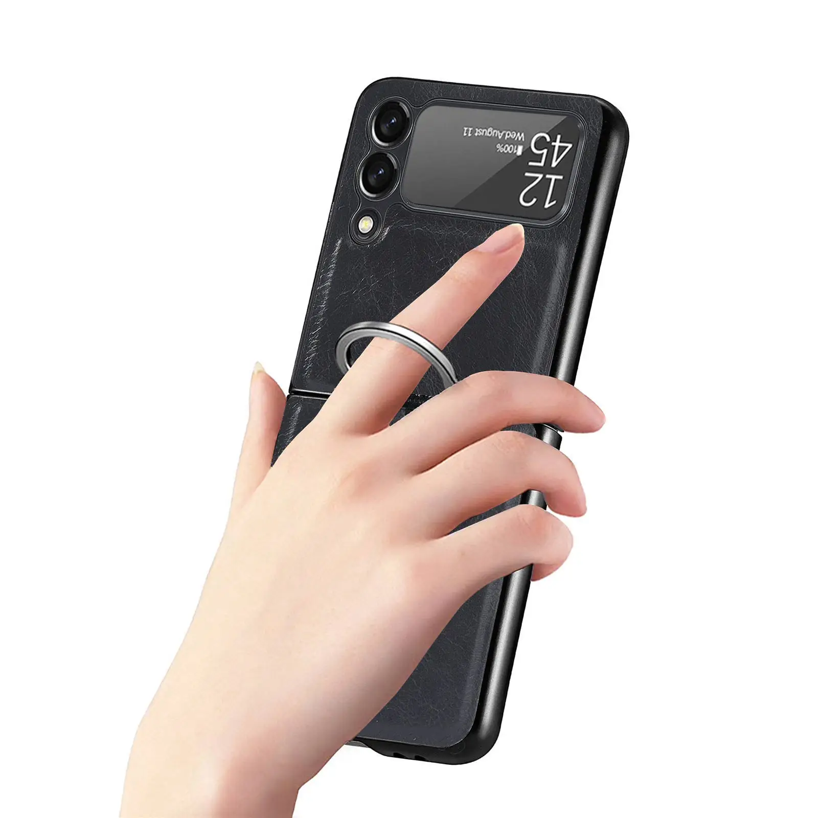 Чехол-книжка с кольцом для телефона Samsung Z Flip 3 женский роскошный кожаный защитный