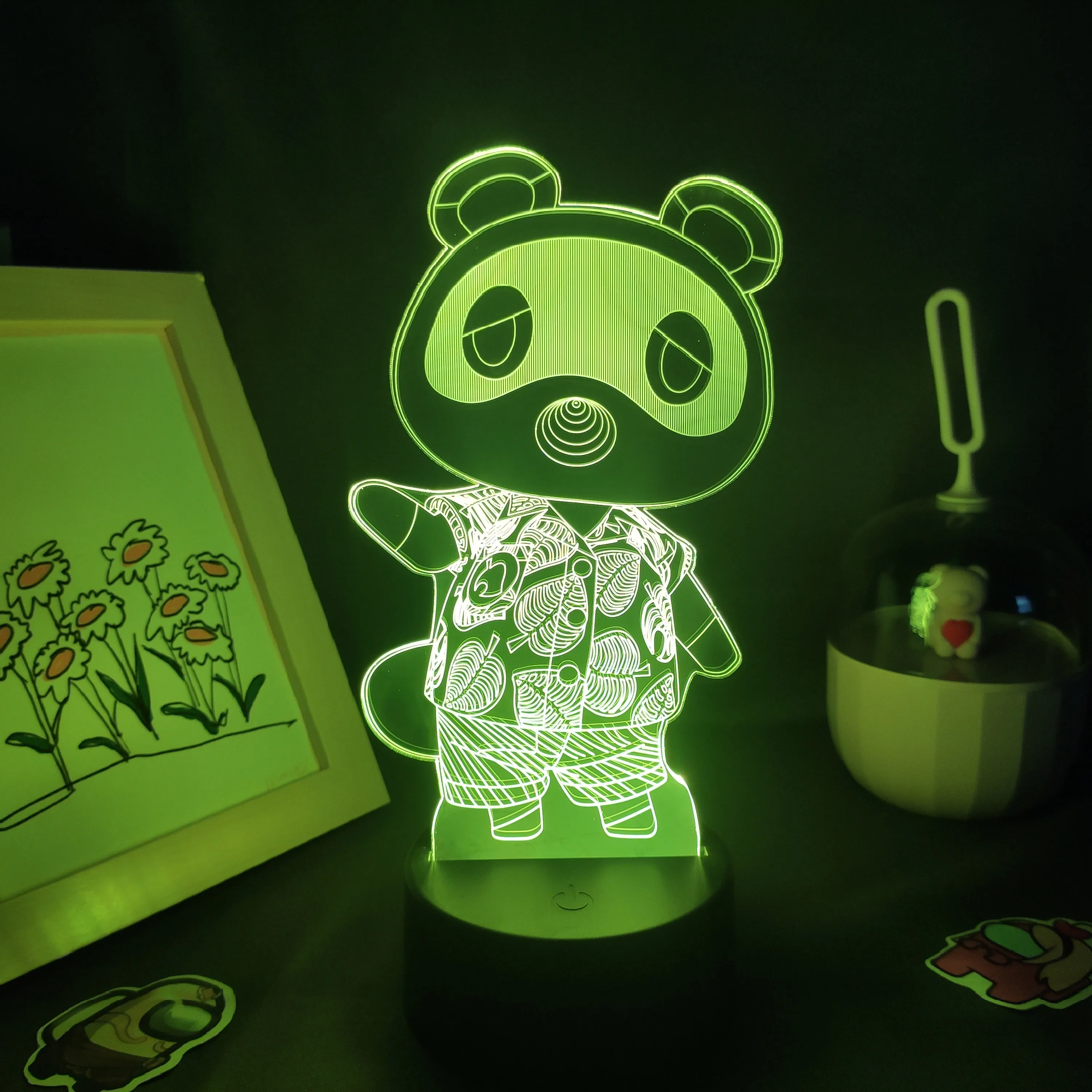 3D светодиодные лампы с пересекающимися животными персонажами Tom Nook RGB ночные