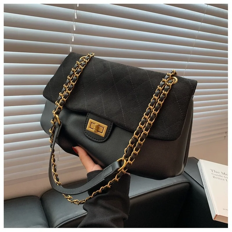 

Messenger Bag Leather Women's Bag 2021 Designer New Fashion Autumn One-shoulder Chain Bag Retro All-match Messenger Bag