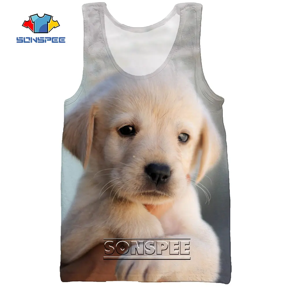 

SONSPEE Animal Labrador Retriever Golden Dog Puppy Beach Men's Tank Tops Bodybuilding Gym Clothing 3D Print Man Sleeveless Vest