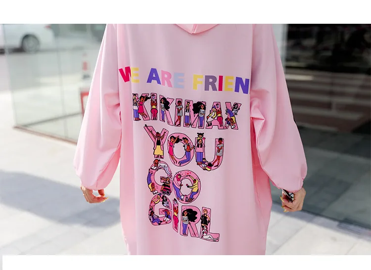 Розовый Тренч для девочек с героями мультфильмов свободная одежда капюшоном