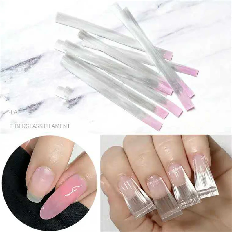 

10 pcs/pack Fiber Nail extension/ Fiberglass for Nail Extension Acrylic Nails Tips/Self shaped UV gel extended fiber 6cm/pcs #TM
