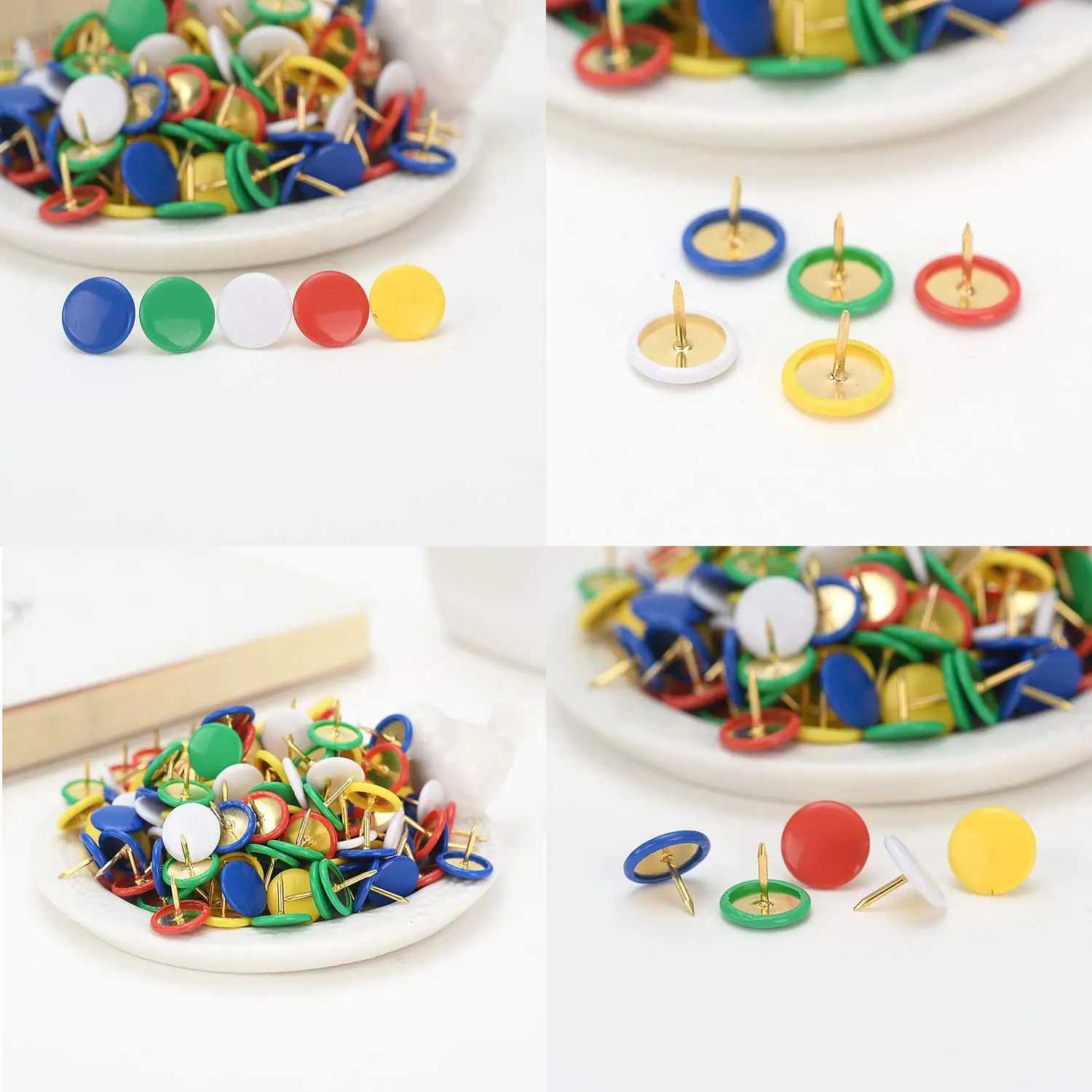 

Map Thumb Tacks Office Push Pins Round Plastic Head Drawing Pins For Cork Board Notice Board, 300 Pcs