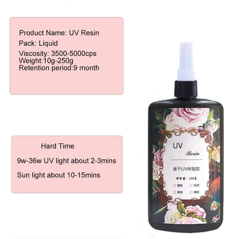

100g Crystal Clear UV Resin Curing Epoxy Resin for DIY Jewelry Making, Craft Decoration Transparent Glue for Casting & Coating