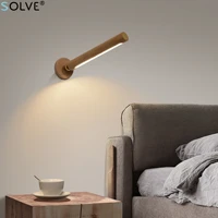 creative rotating wall lamp simple wooden night light living room bedroom bedside lamp magnetic usb charging with touch switch