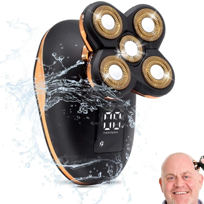 Grooming Kit For Men 5 In 1 Waterproof Electric Razor Bald Head Shaver 4d Floating Hair Clipper