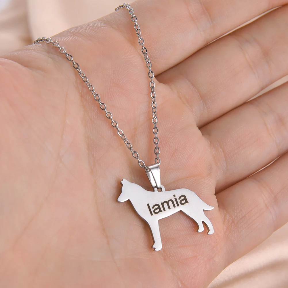 

Lemegeton Custom Dog Pet Cat Name Necklace Personalized Pets Charm Engrave Name Pendant Stainless steel Jewelry