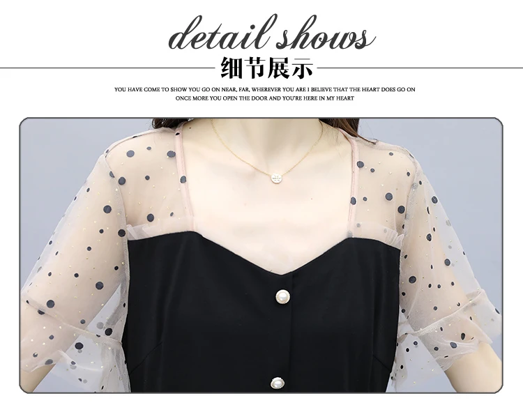 

L-5XL Plus Size 2021 Summer New Fashion Women's Suits Mesh Patchwork Tunic A-line Top And Short Two Piece Set Office Lady Formal