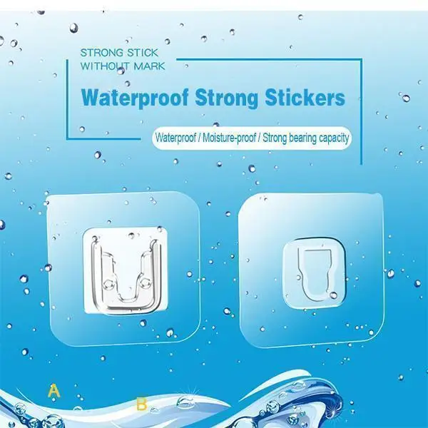

96/48/24PCS Double-sided Adhesive Wall Hooks Waterproof Oilproof Self Adhesive Hooks Reusable Seamless Hanging Hook