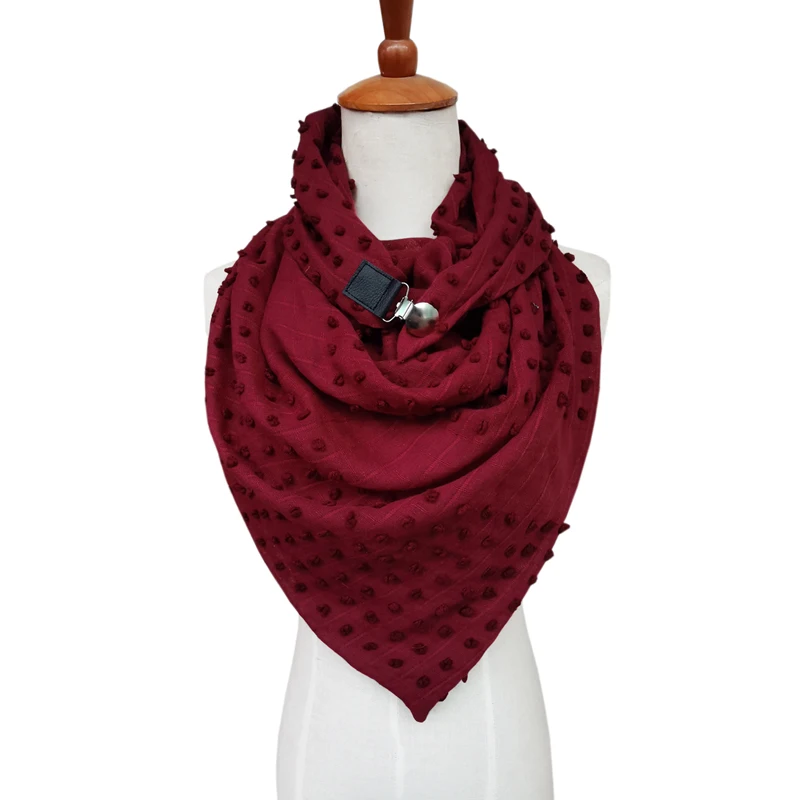 

Women scarf winter Soild Dot Printing Button Soft Wrap Casual Warm Scarves Shawls Multi-purpose Shawl Scarf