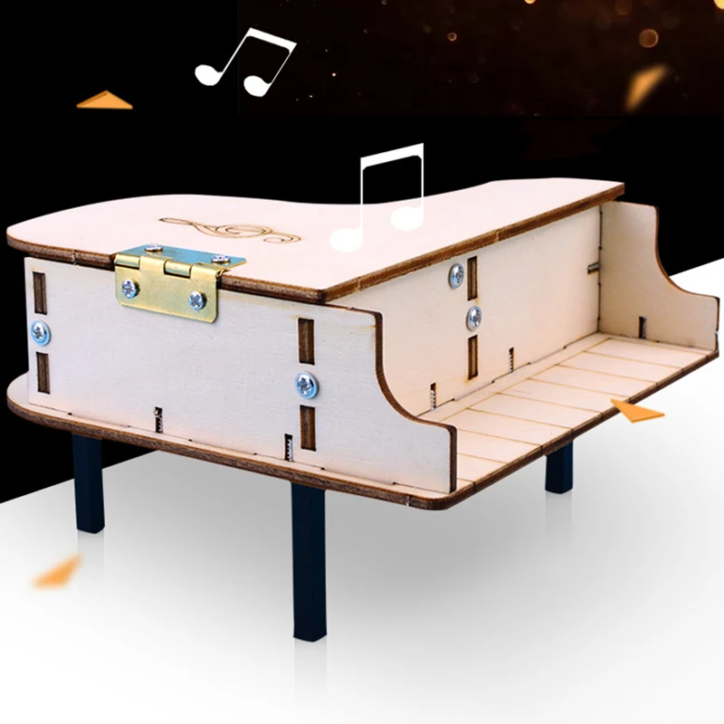 DIY фортепиано головоломка модель деревянная музыкальная шкатулка ручной