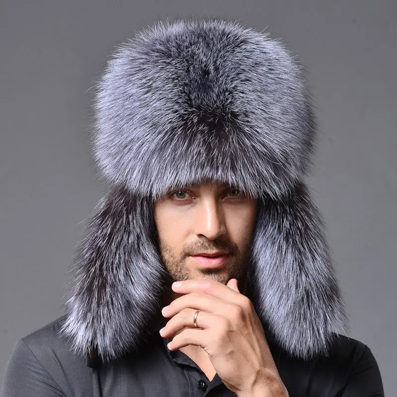 

Bomer Hats Mens Elderly Mink Fur Caps Warm Thick Man Imitation Raccoon Fox Fur Hat Northeast Hat with Ears Men Ski Winter Hats