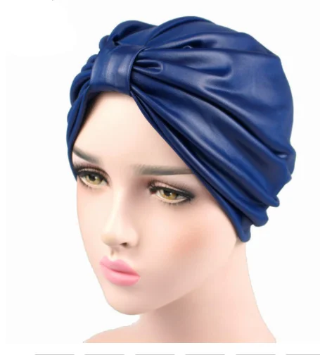 Модный женский тюрбан из искусственной кожи повязка для волос химический
