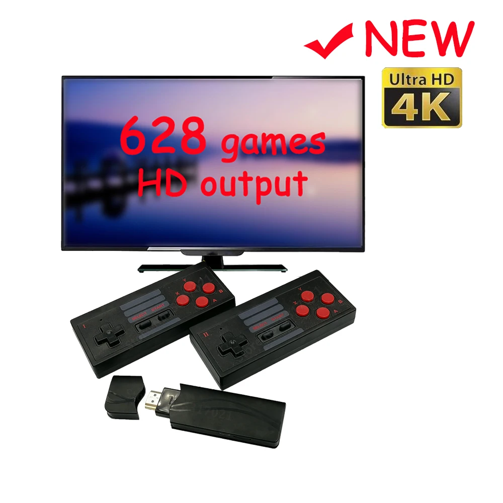 Портативная игровая консоль детство ретро мини Классический 4K ТВ HD 8 бит 628 пульт