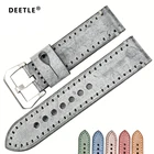 Винтажный кожаный ремешок для часов DEETLE, 22 мм, 24 мм, итальянский уздечка, кожаный ремешок для часов, серый ремешок для часов, аксессуары для часов