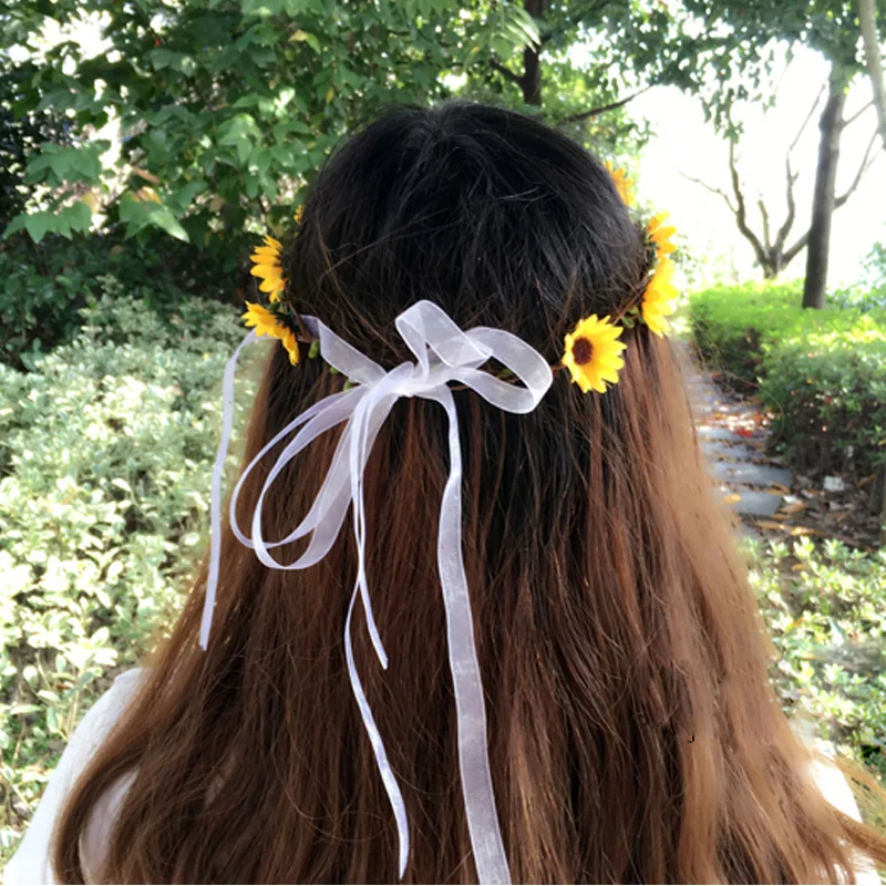 Искусственная повязка на голову с цветами праздничное украшение фотореквизит