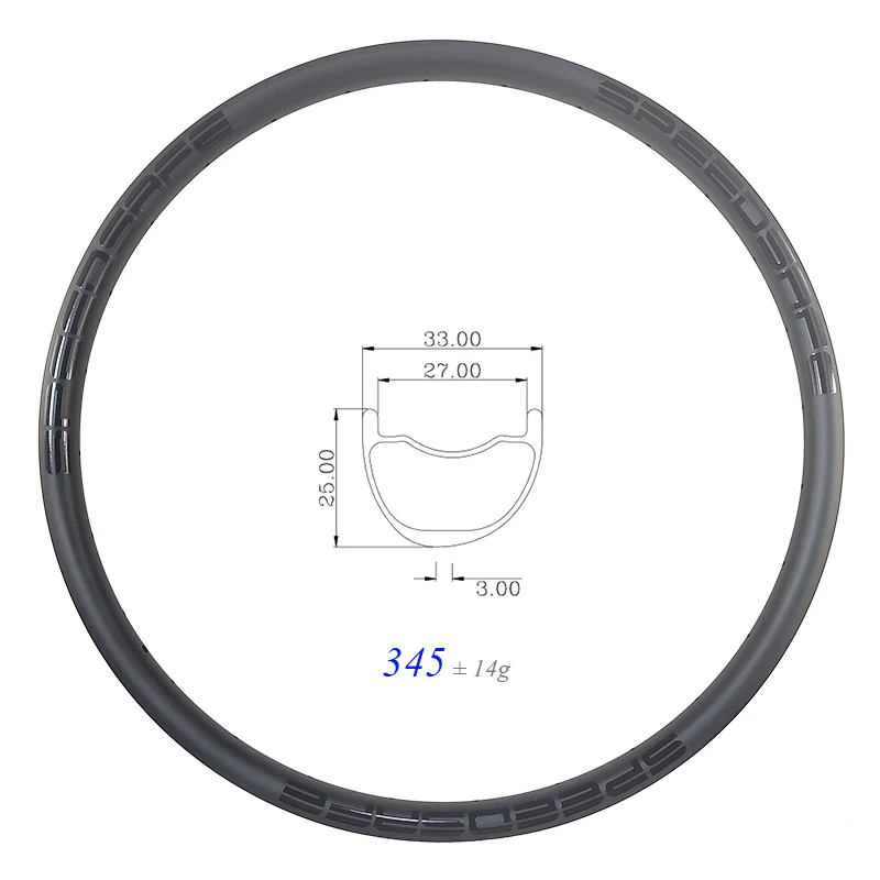 345g 650B MTB XC SL 33mm asymmetric hookless tubeless carbon rim 25mm deep 27mm inner wide 24 28 32 Holes 27.5er mountain wheel | Спорт и