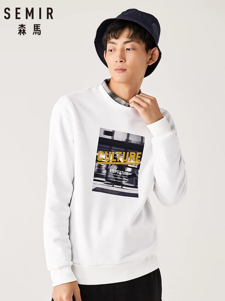 Мужская толстовка SEMIR флисовая новинка зимы 2019 Свободный пуловер с потертостями