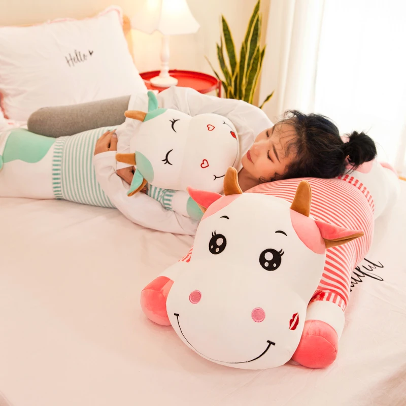 Candice guo plush toy stuffed doll cartoon animal long body cattle cow pillow cushion bedtime story friend kid birthday gift 1pc | Игрушки и