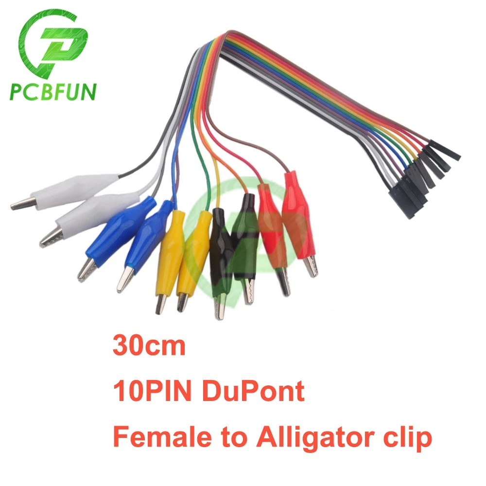 20cm 30cm 10 Pin Dupont Line Double-end Alligator Clips Jumper Wire Male Female Crocodile Clip Test Lead Jumper Wire Line Cable