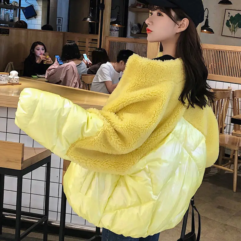 Зимняя женская куртка с воротником-стойкой короткие женские пальто из овечьей