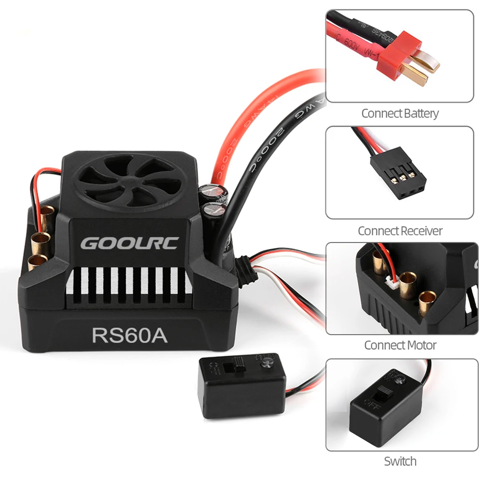 GoolRC 3660 3300KV бесщеточный двигатель с радиатором 60A брызгозащищенный ESC 6 0 V/3A BEC для