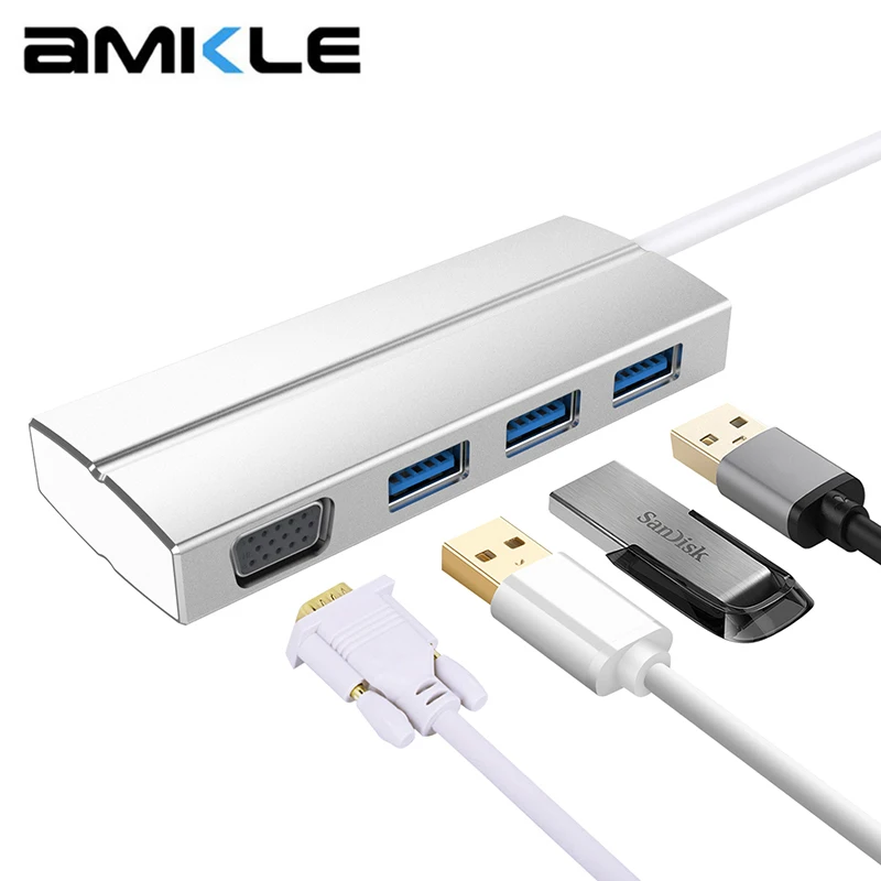 Адаптер Amkle USB VGA C 3 1 на 0 концентратор Type видео конвертер для новейшего типа