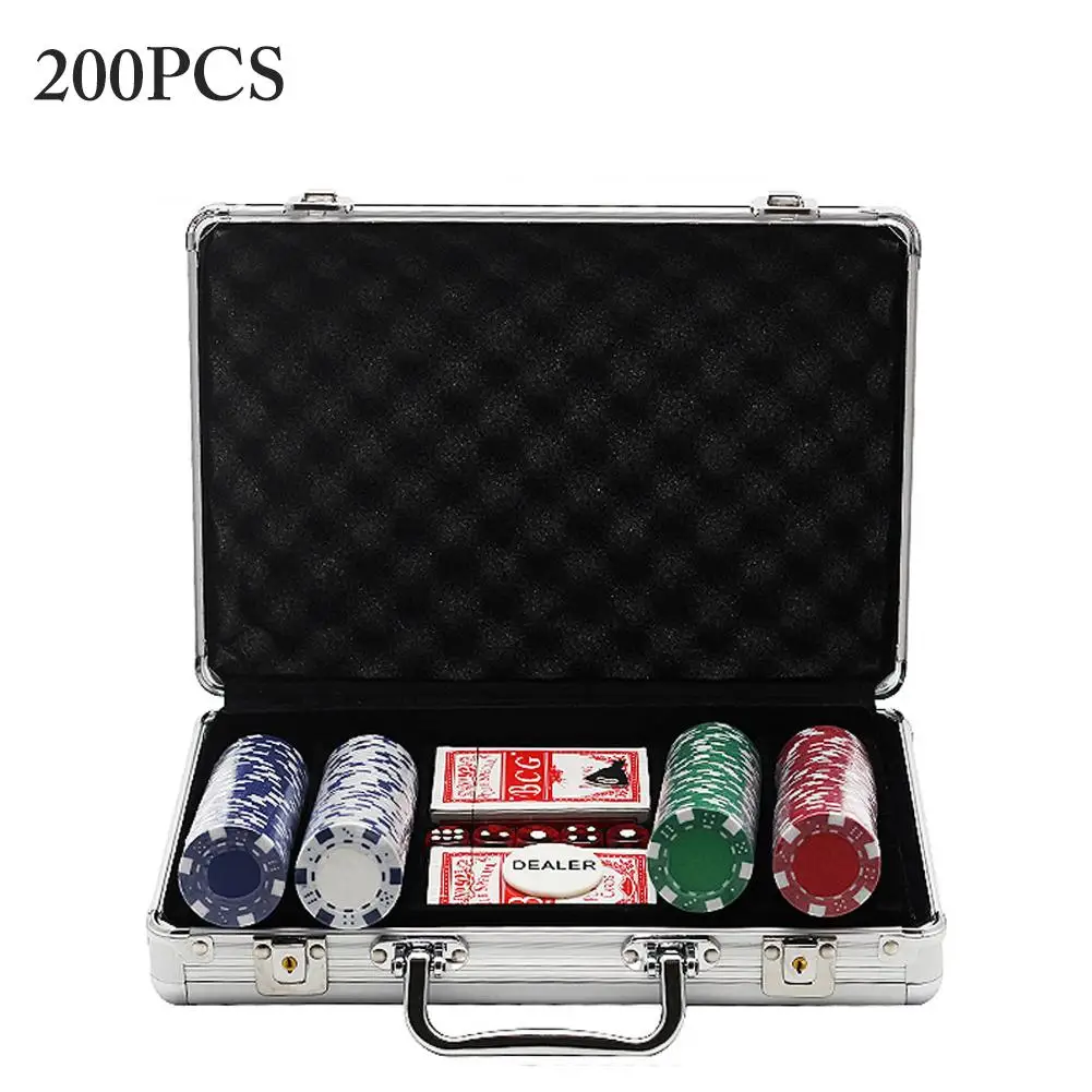 200pcs Набор покерных фишек фишки для покера профессиональный казино Pokerstars Poker Tour набор покерных фишек с Алюминий чехол 100/200/300 шт - Цвет: 200pcs