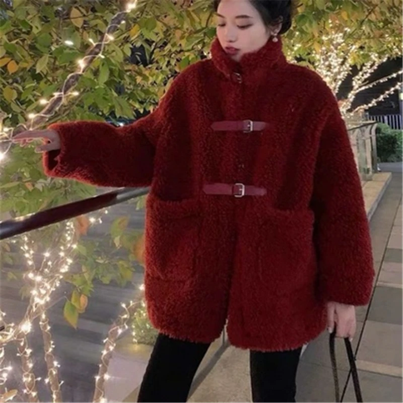 Новинка 2022 зимнее женское пальто из овечьей шерсти плотная теплая водолазка