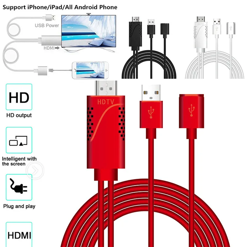 Кабель HDMI для Lightning Micro Type C USB к адаптер конвертер AV HD TV IPhone IPad IOS Android