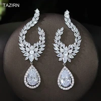 luxury cube drop earrings zircon women fashion jewelry accessories cz water shape dangle earrings statement adornment