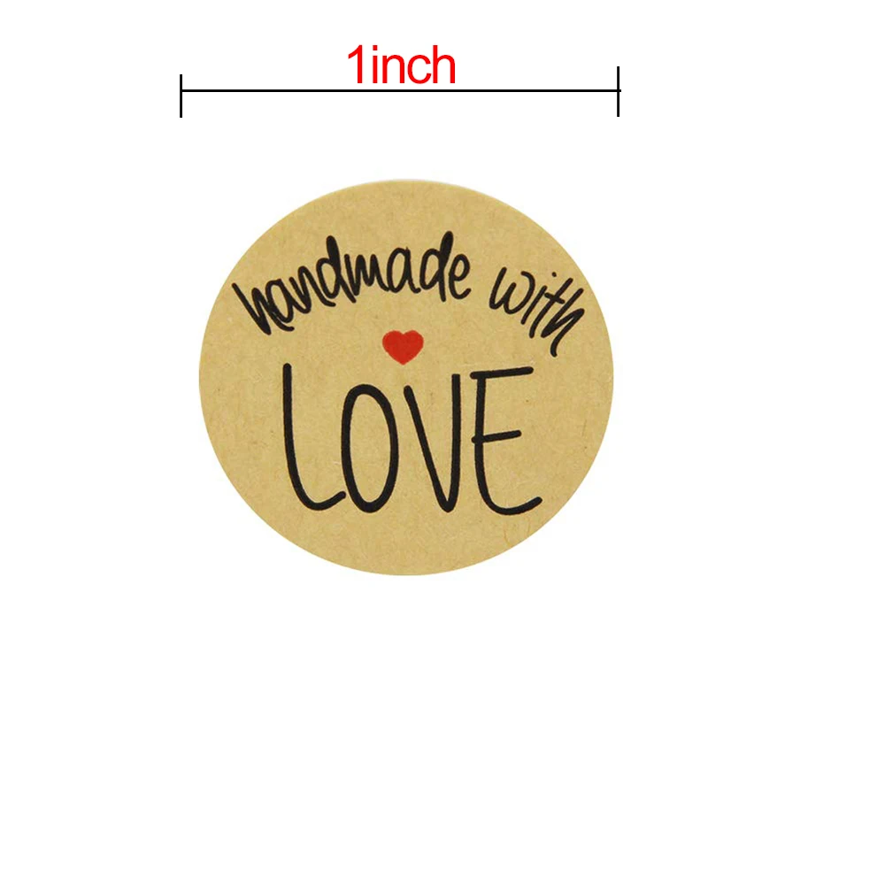 Рулон крафт этикеток с красным сердцем 500 шт./лот наклейки для ручного украшения