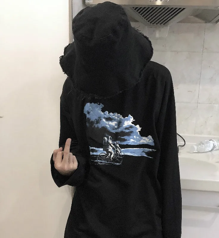 Пуловер с длинными рукавами и графическим принтом свободная футболка Топ Harajuku уличная Корейская женская мужская Осенняя Повседневная панк