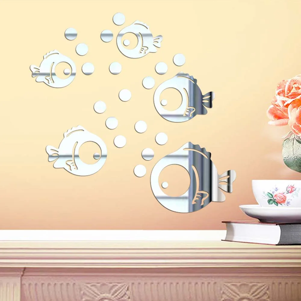 3D акриловое пузырчатое зеркало в форме рыбы наклейки Самоклеящиеся DIY Наклейка