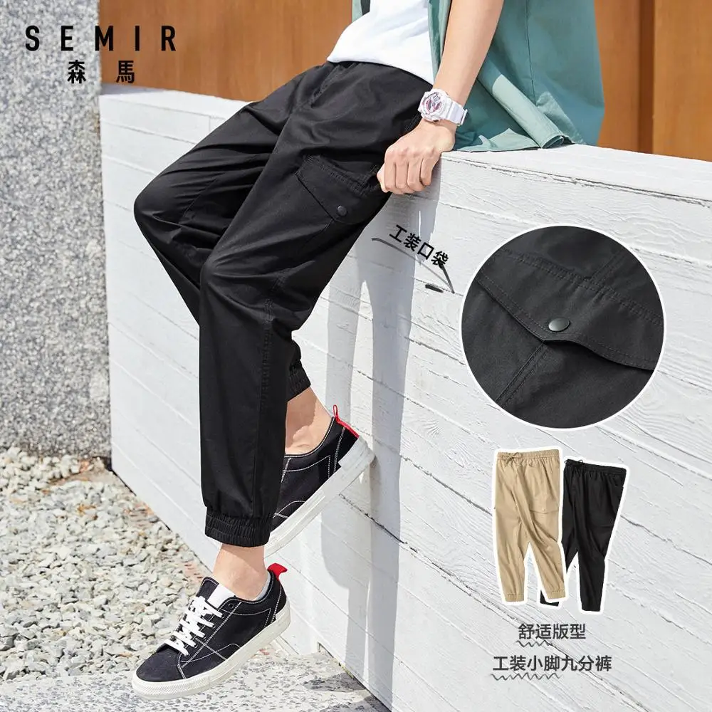 

SEMIR Casual pants men 2020 new spring beam feet ins brand multi-pocket men pants small feet pants