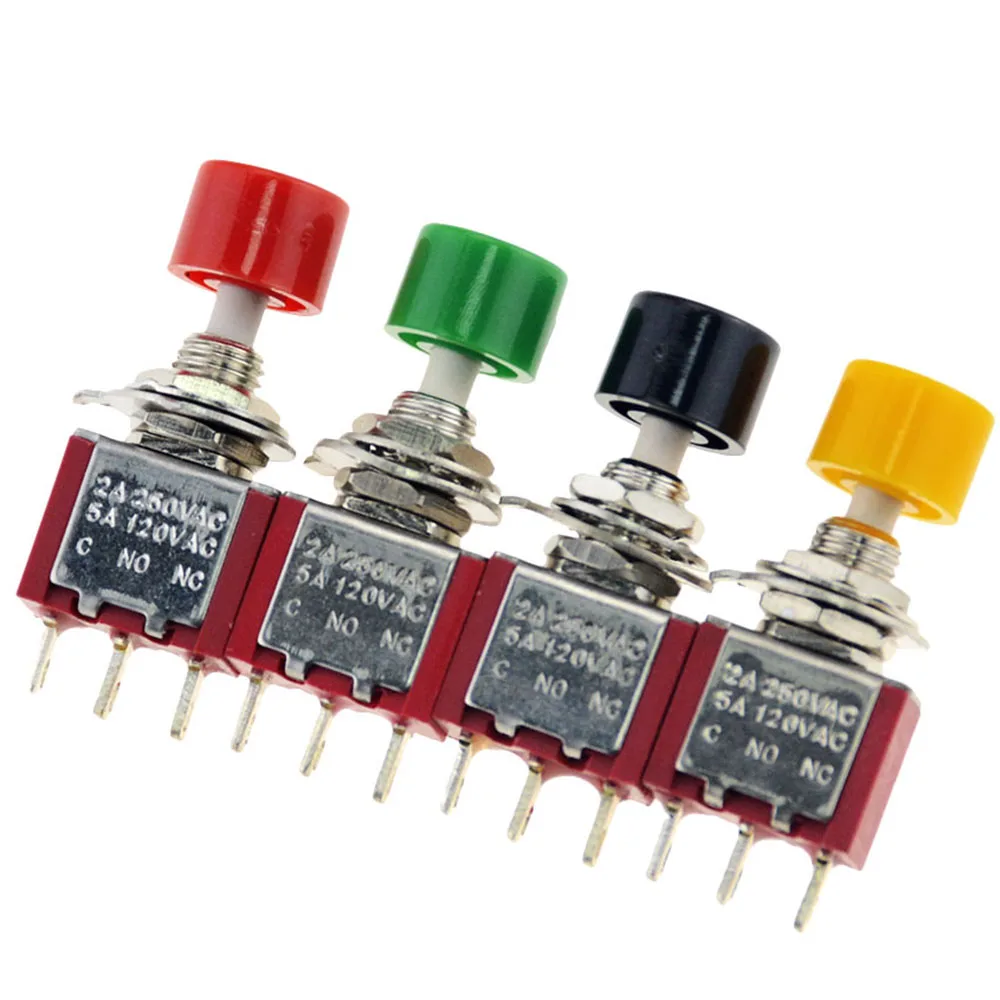

5PCS 3Pin Self-reset Button Switch NO-NC 2A 250VAC 5A 120VAC 6MM Toggle Switches DS612