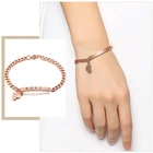 Браслеты женские из нержавеющей стали под розовое золото 585 пробы с гравировкой в форме сердца