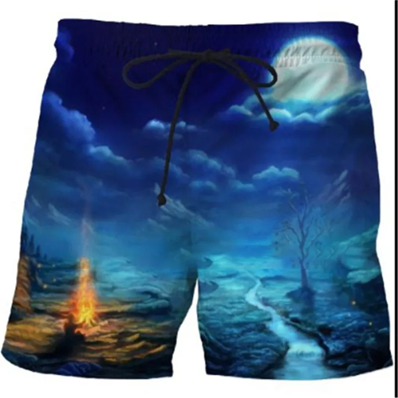 

Fashion landscape map printing 3D men's beach shorts men's summer quick-drying swimming shorts men's casual shorts beach pants