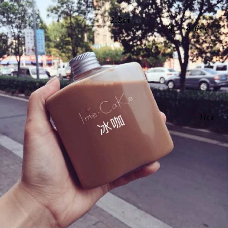 

25pcs Net red PET plastic creative juice bottle packaging milkshake yogurt transparent cups ice coffee milk tea cup with lid