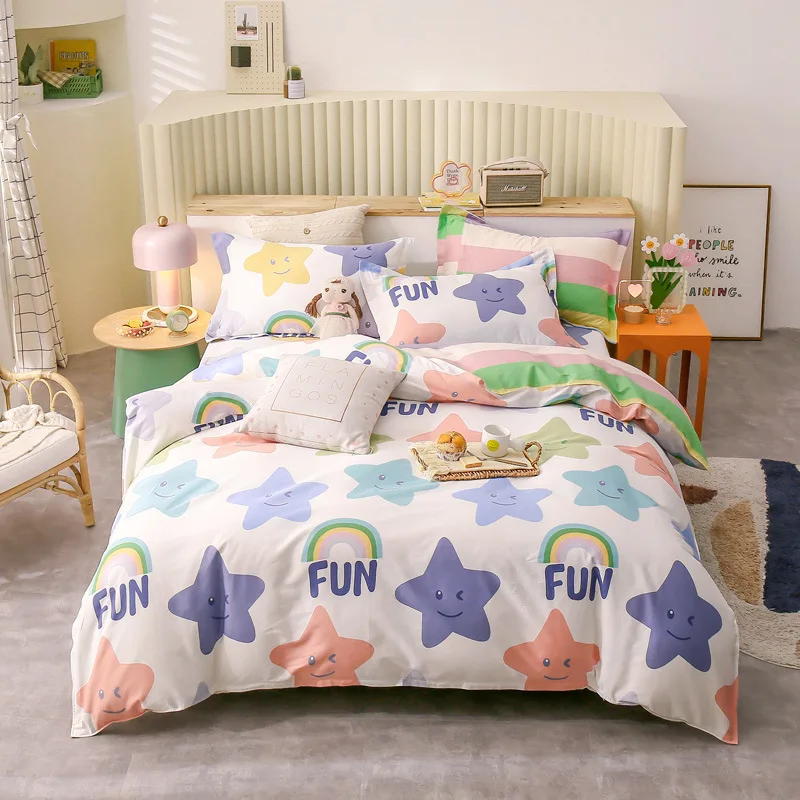 

Stars Bedding Set Fashion Double Design Skin-Friend Cotton Fabric Quilt Cover Sheet Pillowcases Enjoy Soft Night Oceania