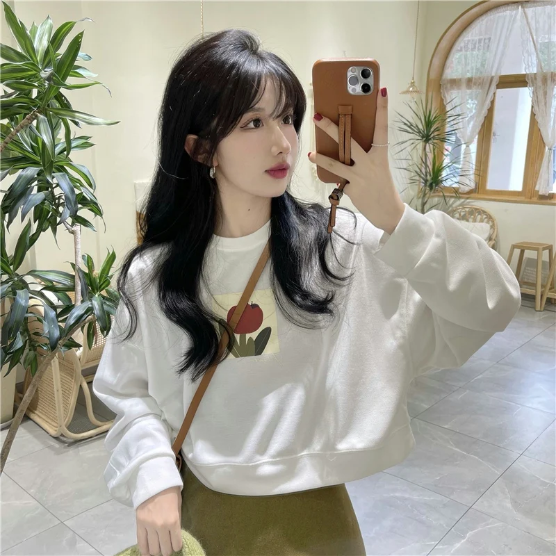 

Новинка Весна-Осень корейский Свободный Женский свитшот с круглым вырезом