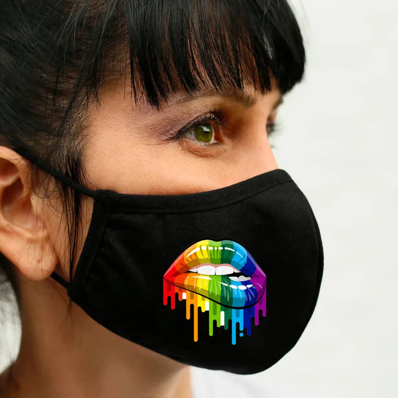 

Rainbow Lips Doughnut Mouth Smile Cherry Print Face Mask for Women Cute Silver Ion Antibacterial High Quality Mask for WomenMen